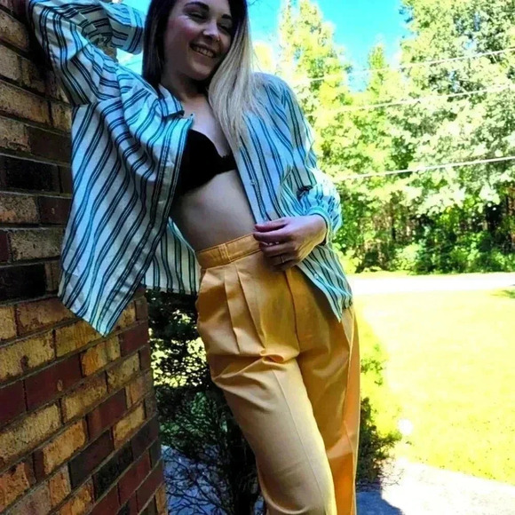 Vintage 70's Pykettes Striped Silky Button Down Top - M - Picture 1 of 11